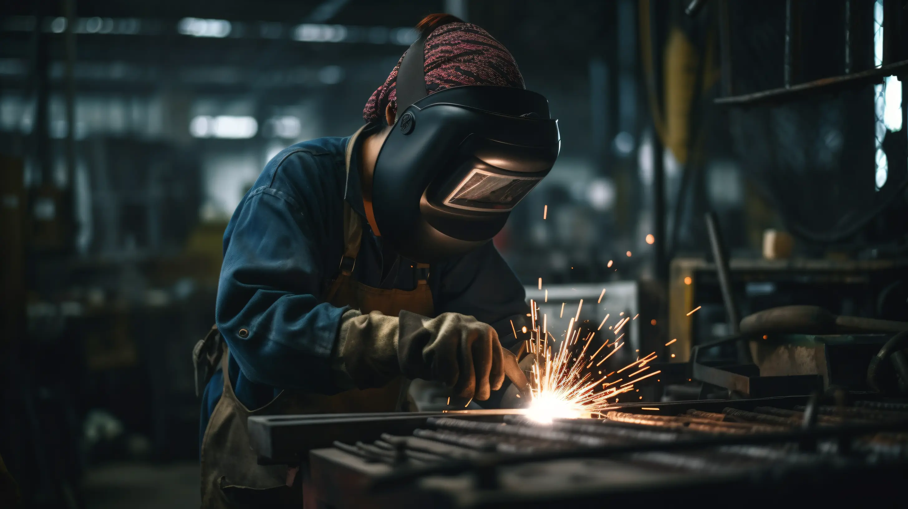 Proses pengelasan rangka besi di bengkel Wareng Jaya Teknik